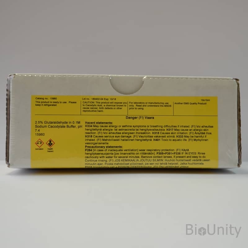 2.5% Glutaraldehyde in 0.1M Sodium Cacodylate Buffer, pH 7.4, 10х10 мл