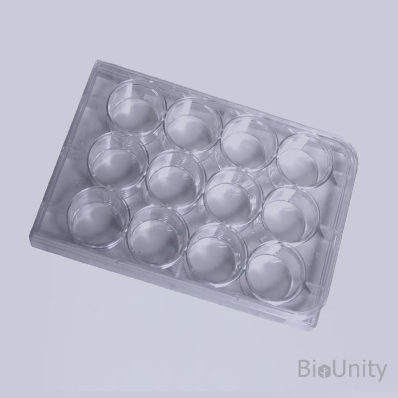 Планшет культуральный 12-луночный, с необработанной поверхностью, для суспензионных культур клеток, с крышкой, плостодонный, стерильный, PS